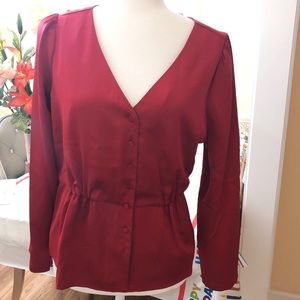 JCrew Satin Back Crepe Button Blouse